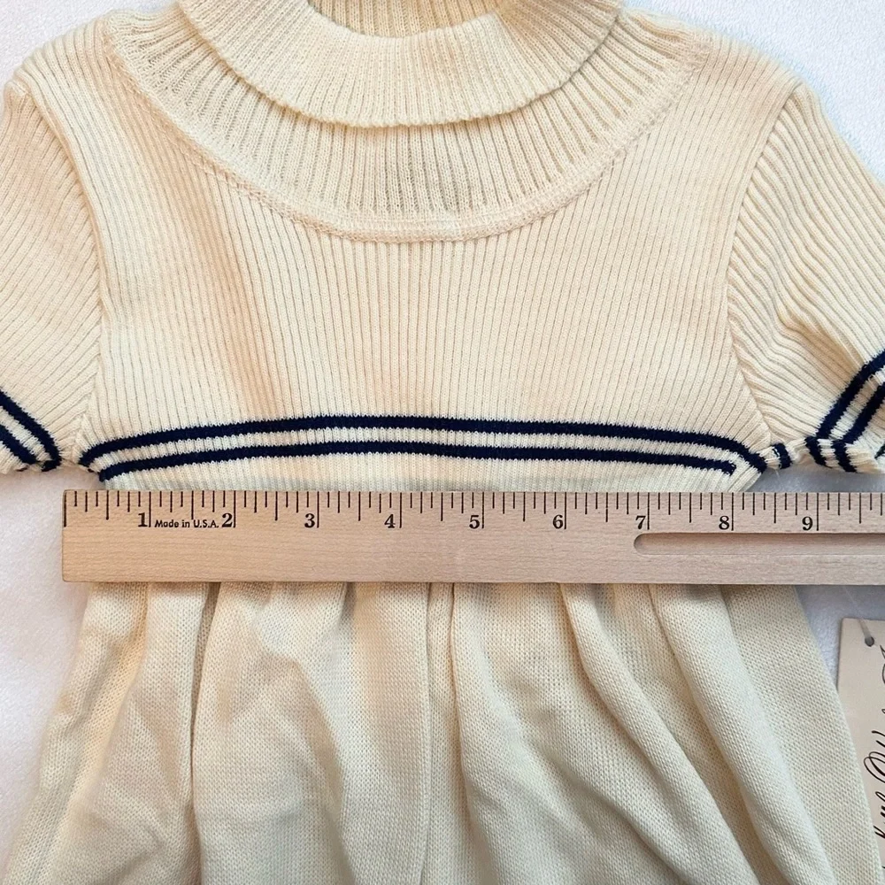 Vintage NWT Little World Milano Knit Turtleneck Dress 4T Toddler Girls Ivory